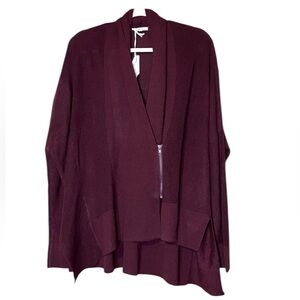 MYSTREE Burgundy asymmetrical, half zip sweater NWT